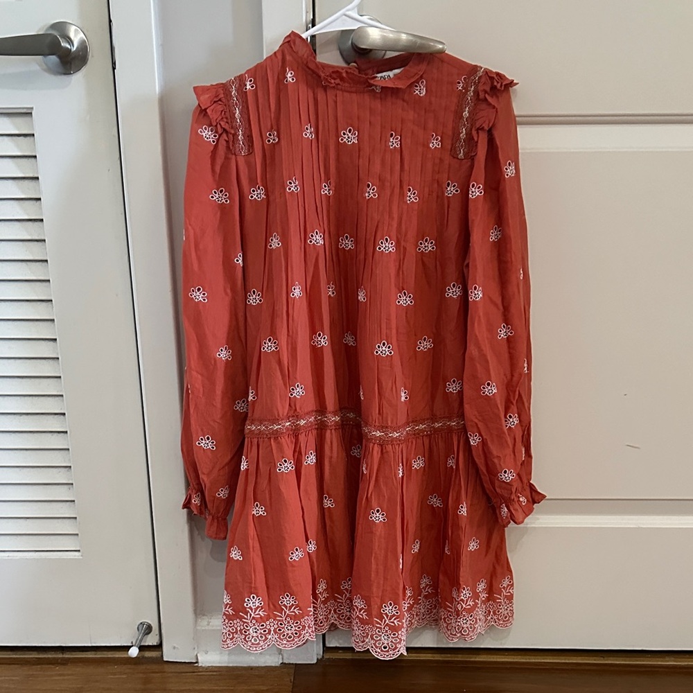 Zara Scarlet mini dress with Ivory Detailing